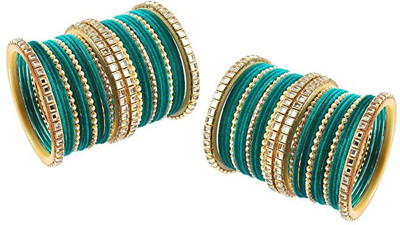 Alzawiah Brass Cubic Zirconia Gold-plated Bangle Set(Pack of 56)