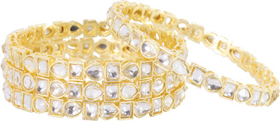 ZULKA Metal Zircon Bangle Set(Pack of 4)