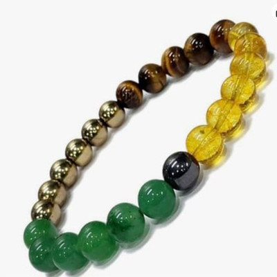 HEALINGGEMS Pyrite, Stone, Green Aventurine, Amethyst, Crystal, Tiger's Eye, Citrine, Green Jade Bracelet