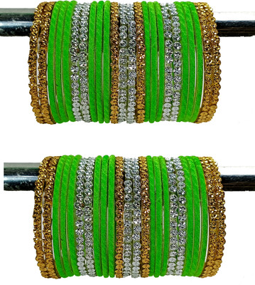Suhagan Glass Cubic Zirconia Bangle Set(Pack of 48)