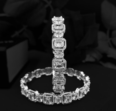 Sindhi Mart Alloy Cubic Zirconia Silver Bangle(Pack of 2)