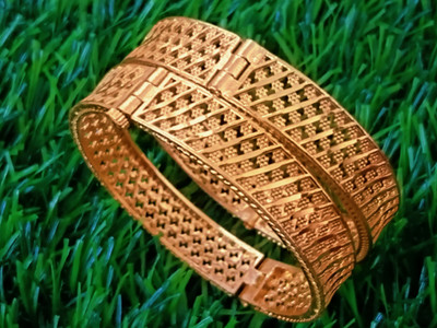 SaveriGroup Brass Gold-plated Bangle Set(Pack of 2)