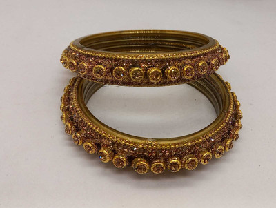 Rajwadi Glass Cubic Zirconia Bangle Set(Pack of 2)