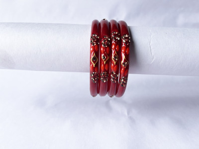 Bhooprama Glass Crystal Enamel Bangle Set(Pack of 4)