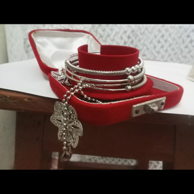 HAIDERALI Copper Silver Coated Bangle Set