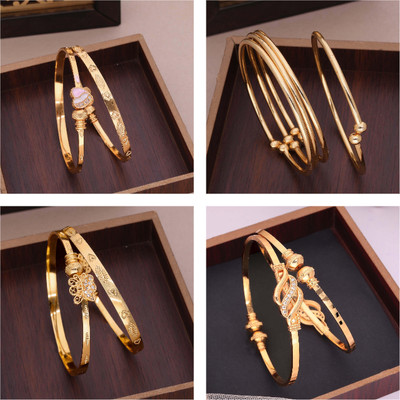 ANOUK Brass Diamond Gold-plated Bangle Set(Pack of 4)