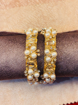 Crazy art gallery Resin Zircon Gold-plated Bangle Set(Pack of 2)