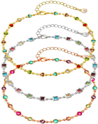 Bawree Metal Crystal Gold-plated, Silver Bracelet(Pack of 3)