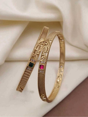 Primectrla Fab Plastic Diamond Gold-plated Bangle Set(Pack of 2)