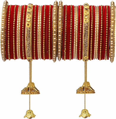 Rijoli Metal Zircon Bangle Set(Pack of 10)