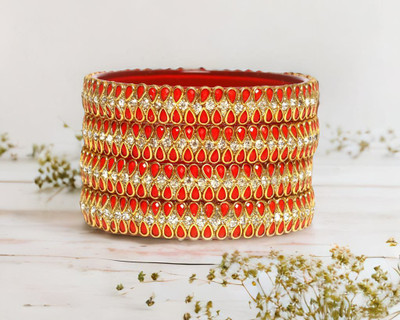 KOTTIAR CREATIONS Glass Crystal Bangle Set(Pack of 4)