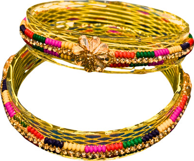 Diyantra Trading Glass Zircon Gold-plated Bangle Set