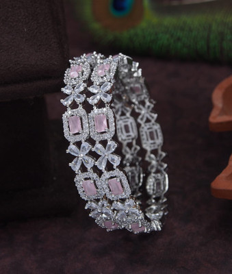 SGA FASHION Brass Cubic Zirconia, Diamond Bangle Set