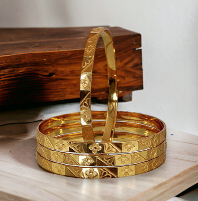 Lucky Jewellery Alloy Gold-plated Bangle Set(Pack of 4)