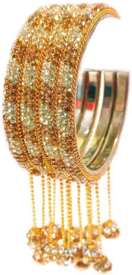 Shiv Lac Crystal Brass Bangle Set(Pack of 4)