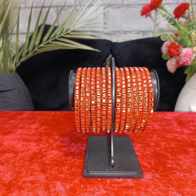 Shree vasu traders Metal, Alloy Crystal Silver Bangle Set(Pack of 4)