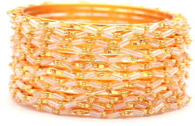 navjai Metal Cubic Zirconia Gold-plated Bangle Set(Pack of 12)