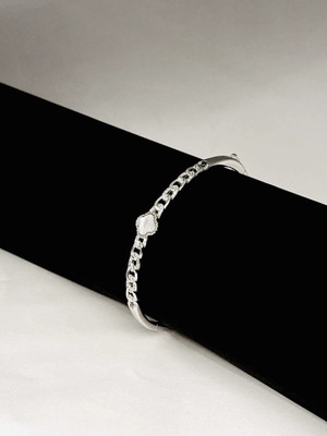 Pahel The silver that shines Sterling Silver Cubic Zirconia Silver Coated Kada
