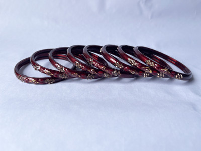 Bhooprama Glass Crystal Enamel Bangle Set(Pack of 8)