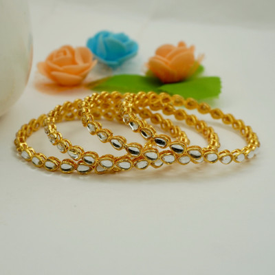 Panini Jewels Alloy Crystal Gold-plated Bangle Set(Pack of 4)