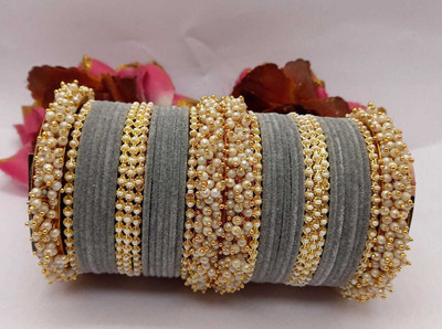 Rajwadi Alloy Pearl Bangle Set(Pack of 10)