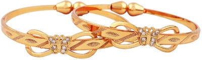 Rhosyn Brass Cubic Zirconia Gold-plated Bangle Set(Pack of 2)