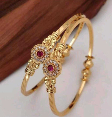 HEER HENI Alloy Pearl Gold-plated Bangle(Pack of 2)