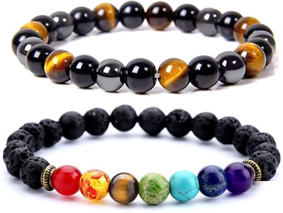 Blessaro Stone Beads, Agate, Amber, Crystal, Turquoise, Quartz Bracelet(Pack of 2)