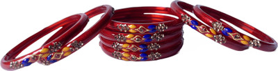 Karaavi Glass Crystal Enamel Bangle Set(Pack of 8)