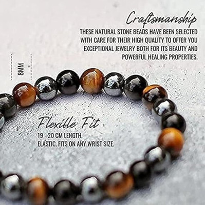 GemVastu Stone, Tiger's Eye, Black Obsidian Beads, Crystal Bracelet