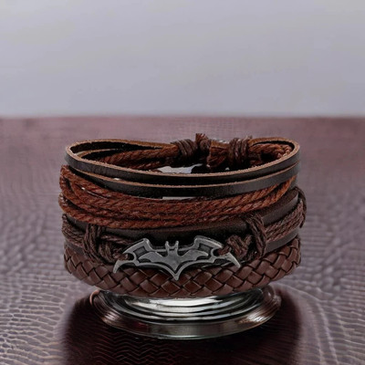 Jewelgenics Leather Beads Bracelet Set(Pack of 3)