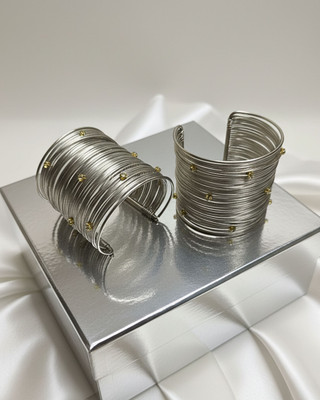 MANSIYAORANGE Brass Zircon Rhodium Cuff