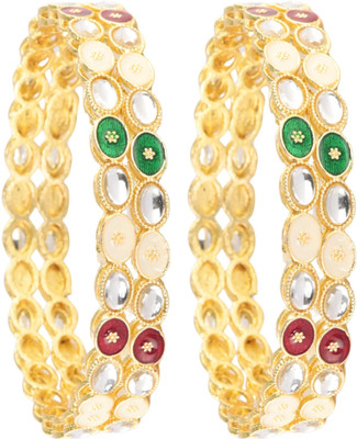 NMII Glass Diamond Gold-plated Bangle Set(Pack of 4)