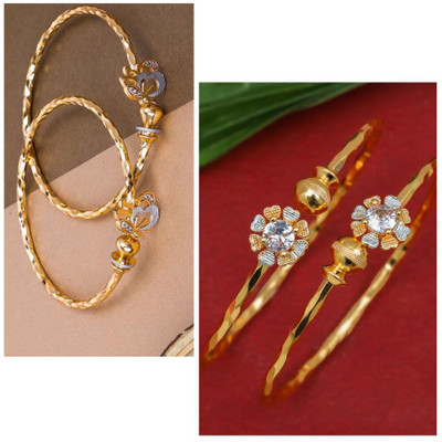 GEMINI CRATION Brass Gold-plated Bangle Set(Pack of 4)