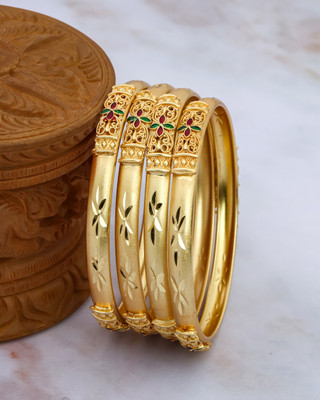 MHKART Brass Gold-plated Bangle Set(Pack of 4)