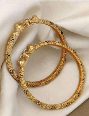MHKART Brass Diamond Gold-plated Bangle Set(Pack of 2)