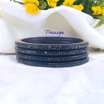 Praavya Lac Cubic Zirconia Rhodium Bangle Set(Pack of 4)
