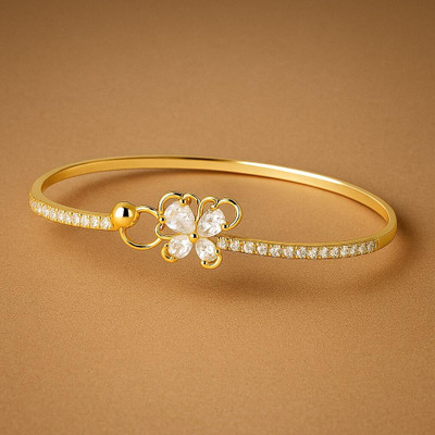 SVFANCY Stainless Steel Cubic Zirconia Gold-plated Cuff