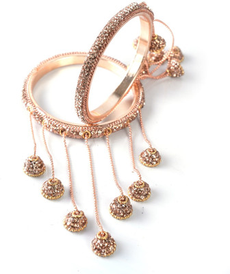 CG enterprises Alloy Crystal Gold-plated Bangle Set(Pack of 4)