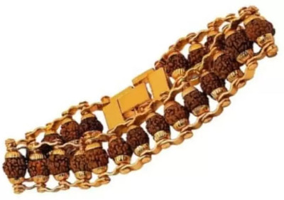 ENJAVE Brass, Rudraksha Gold-plated Bracelet