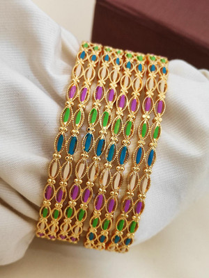 Kriva Trading Alloy Gold-plated Bangle Set(Pack of 4)