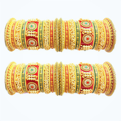 Swara Enterprise Alloy Pearl, Diamond, Zircon Gold-plated Bangle Set(Pack of 30)
