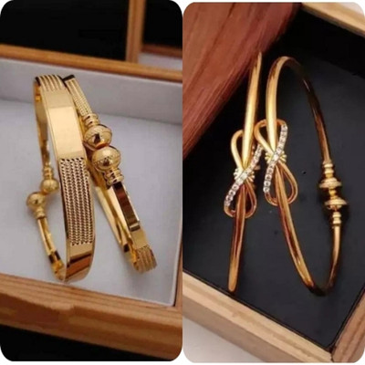 HEER HENI Alloy Cubic Zirconia Gold-plated Bangle(Pack of 4)