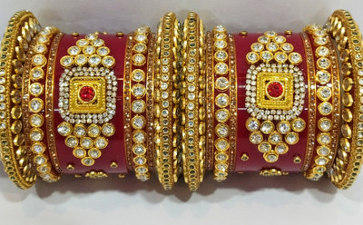 Dulhan kangan palace Plastic Zircon Bangle Set(Pack of 2)