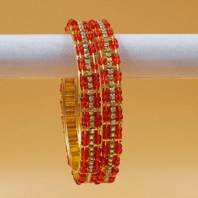 Goldfish Brass Cubic Zirconia Gold-plated Bangle Set(Pack of 2)