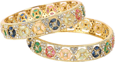 Oneys collection Alloy Cubic Zirconia Gold-plated Bangle Set(Pack of 2)