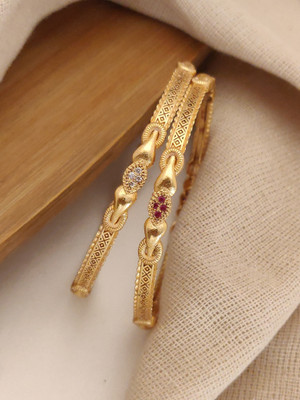 Breslet Brass Crystal Gold-plated Bangle Set(Pack of 2)