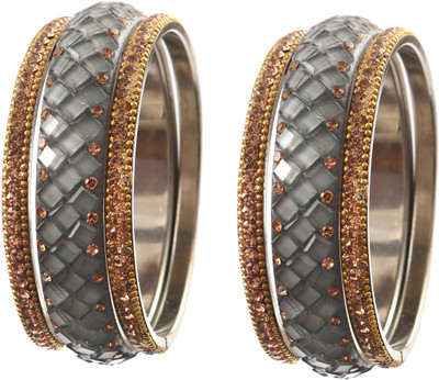 CHURA KING Metal, Alloy Cubic Zirconia Bangle Set(Pack of 6)