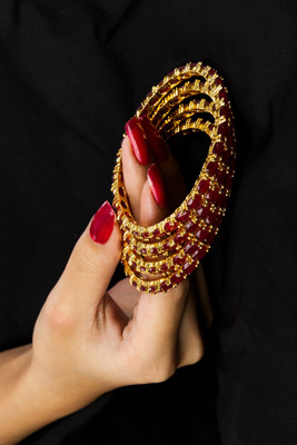 Manikya Brass Diamond Brass Bangle(Pack of 4)