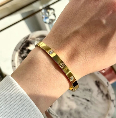 EVARA JEWELS Brass Cubic Zirconia Gold-plated Bracelet